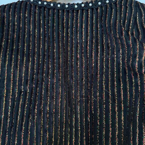 Fancy Black Shrug with Glitter Stripes and Pearl Trim - Picture 3 of 5